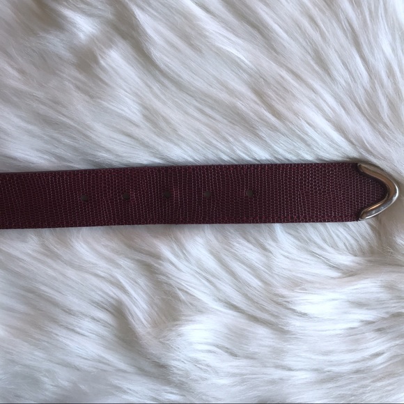 Maroon Python Snake Print Belt with Silver Buckle - Picture 4 of 5